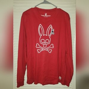 Psycho Bunny Red Skull Bunny Graphic Long Sleeve Tee Men’s L (Size 6) Pima Cotto